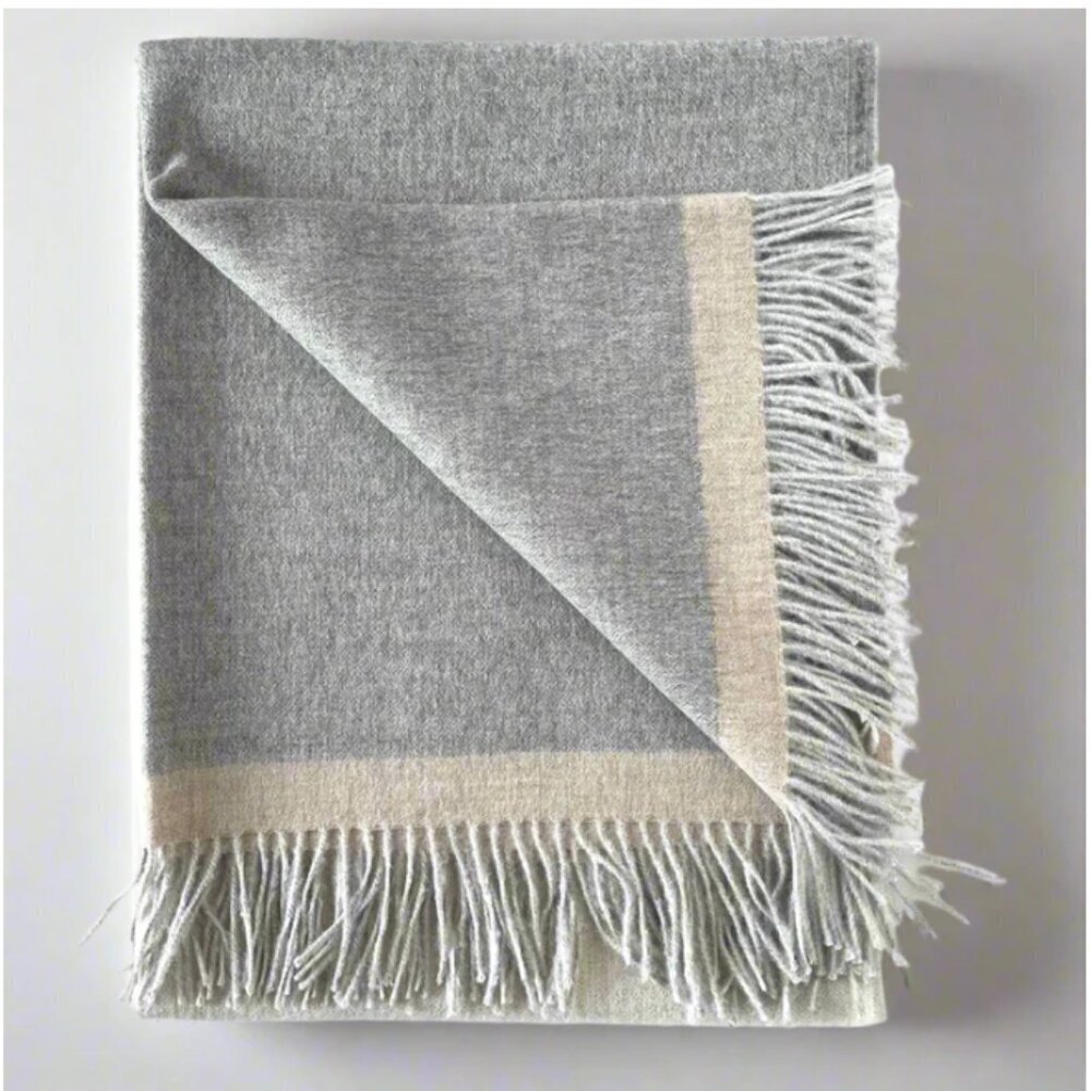 ARTZNL 100% Baby Alpaca ECO Throw Undyed Blanket Large Gray All Season Luxury